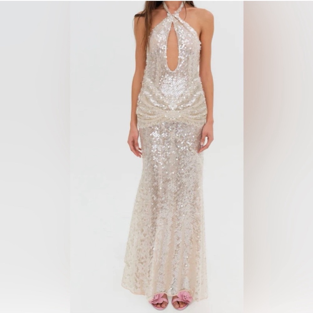 For Love And Lemons Cream Sequin Wedding Dress